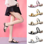 The New Sandals Women Summer Fashion Elegant Non-Slip Crystal luxury Ladies Slippers Rivet Rhinestone Low Heels - Imbasat