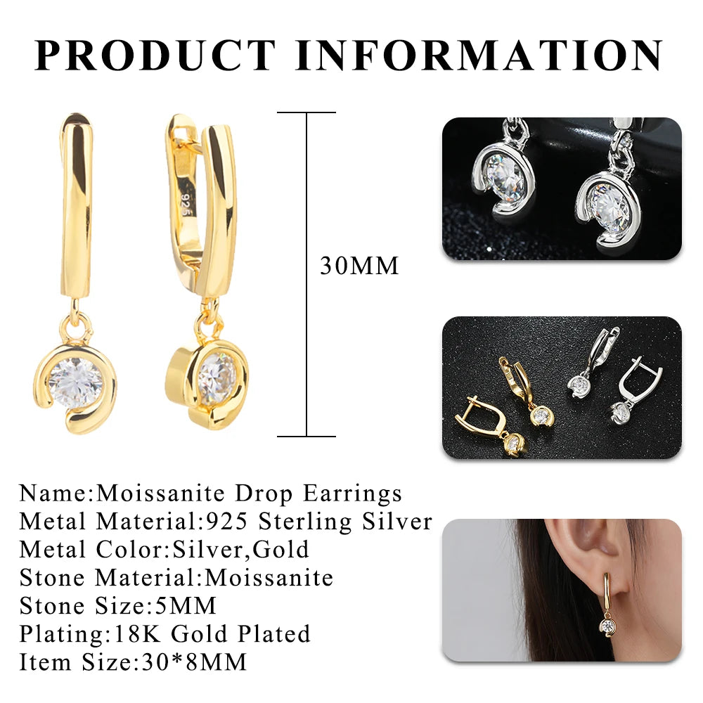 Poulisa Moissanite Necklace  Dangle Earrings S925