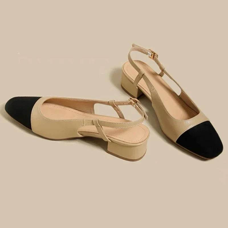 New 2025 Summer Women's Sandals Elegant Medium Heel Toe Mules Comfortable Office Women's Shoes Buckle Heels Dress Shoes - Imbasat