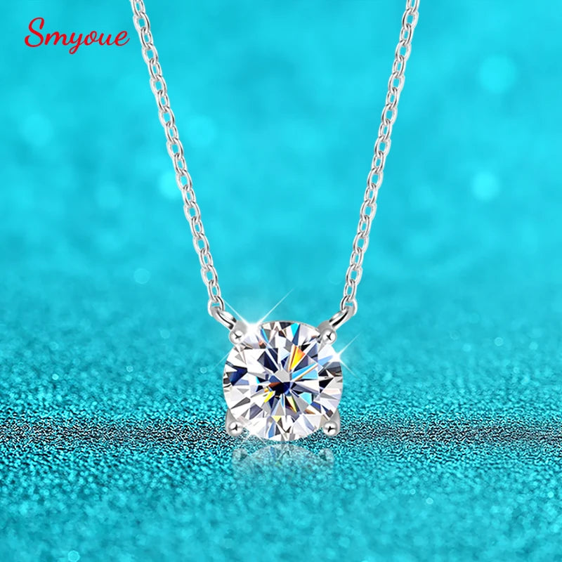 Smyoue White Gold Plated 1-10CT Moissanite Necklace