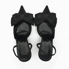 Thin Heels Bowknot Design Pointed Toe Slingbacks