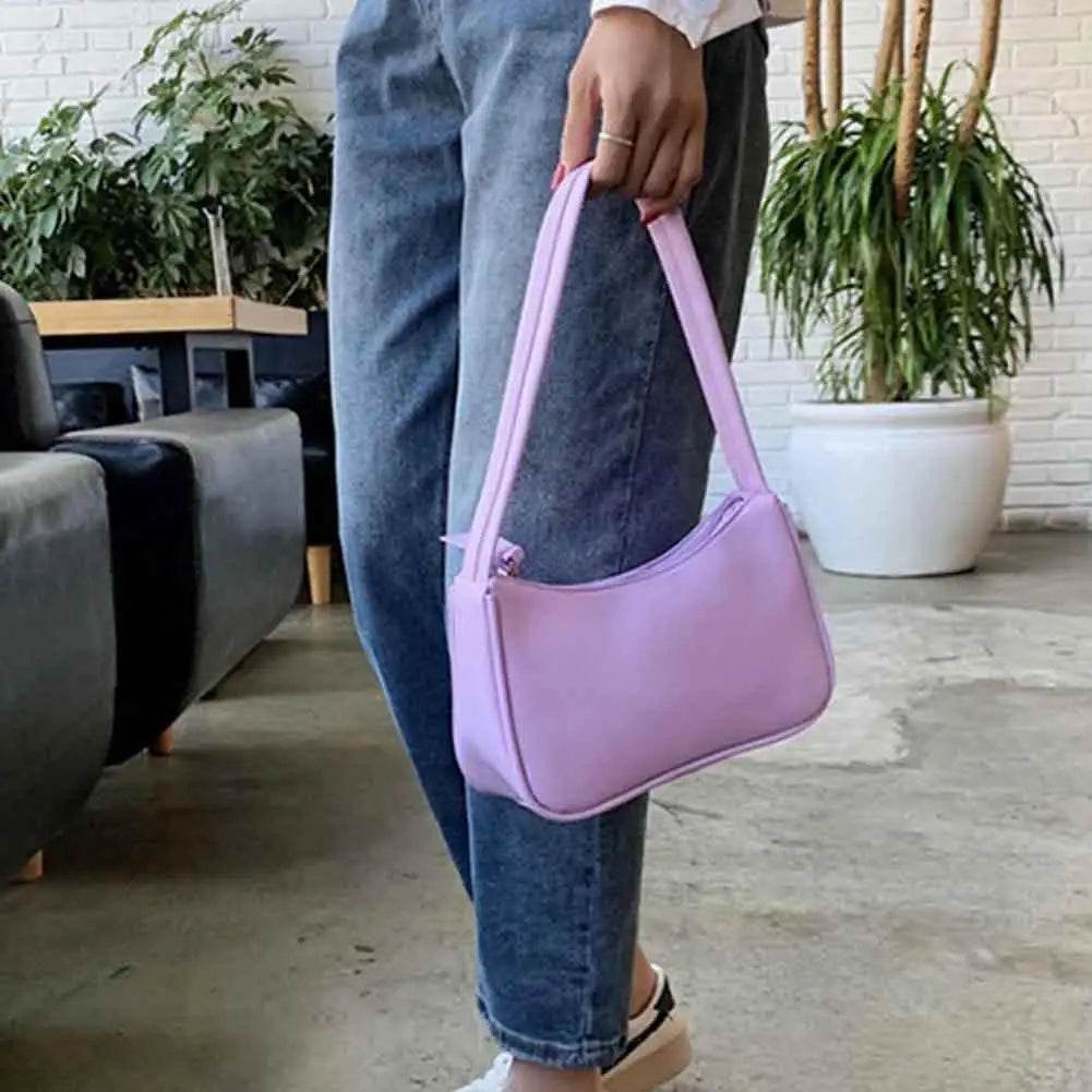 Handle Bag Women Retro Handbag PU Leather Shoulder Totes Underarm Vintage Top Handle Bag Female Small Subaxillary Bags Clutch - Imbasat