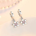 Solid 925 Sterling Silver Crystal Zircon Flower Drop Earrings For Women New Jewelry Fashion XY0067 - Imbasat