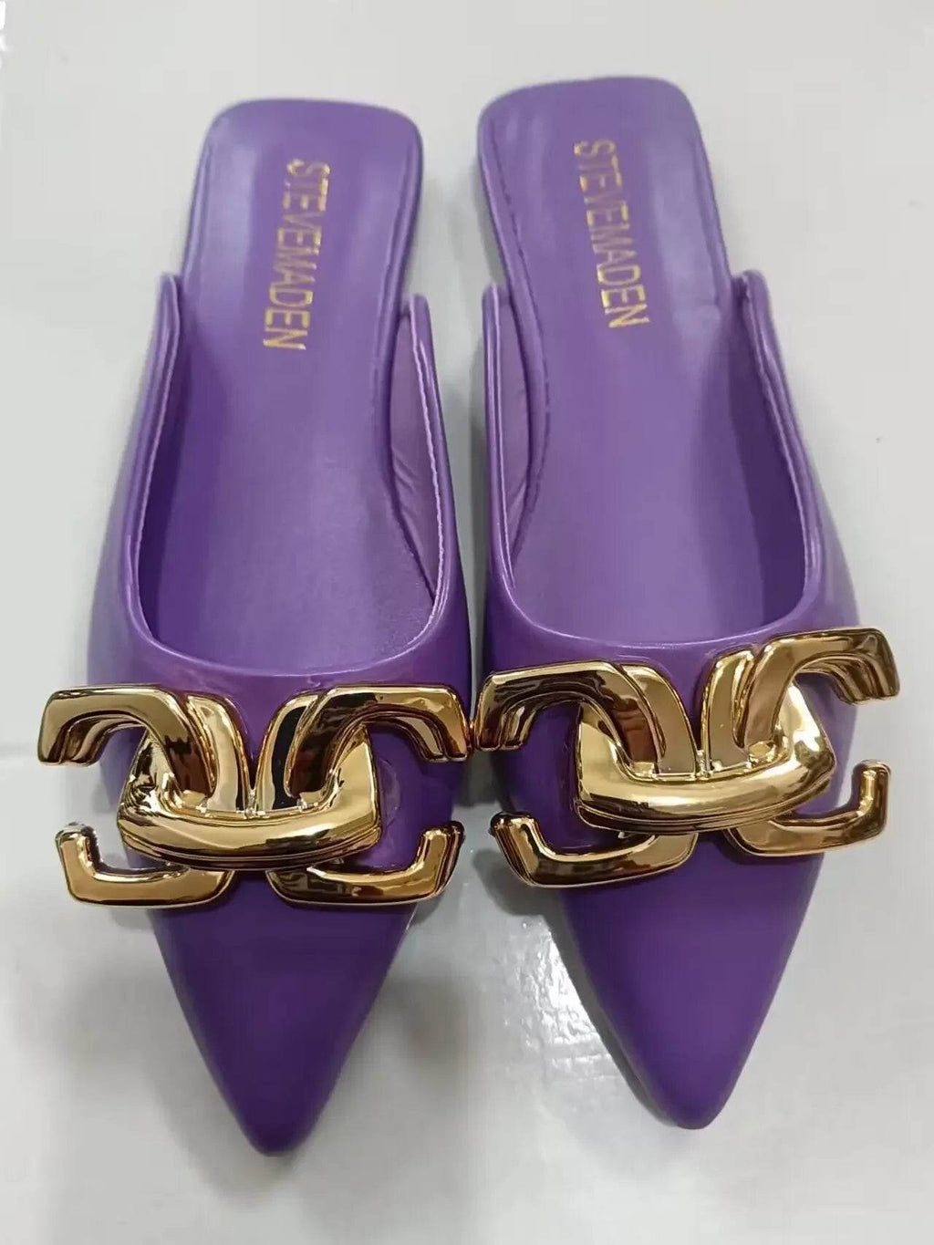 2024 New Summer Women Sandals Shoes Fashion Metal Chain Flats Pointed Toe Women's Slippers Ladies Casual Shoes Outside Slides - Imbasat