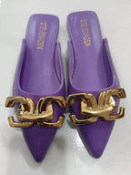 2024 New Summer Women Sandals Shoes Fashion Metal Chain Flats Pointed Toe Women's Slippers Ladies Casual Shoes Outside Slides - Imbasat