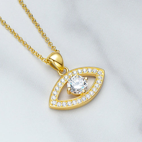 Anziw 6.5mm Moissanite Pendant Necklace 925 Sterling Silver