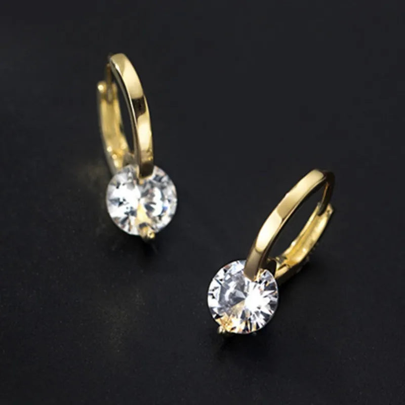 Solitaire 1ct D Moissanite Earrings Diamond Sterling Silver Hoop 14k Gold