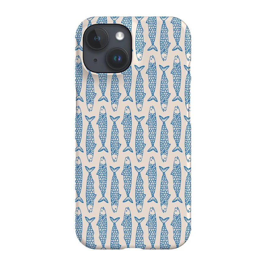 Mackerel Block Print iPhone Case Glossy Hard PC Cover