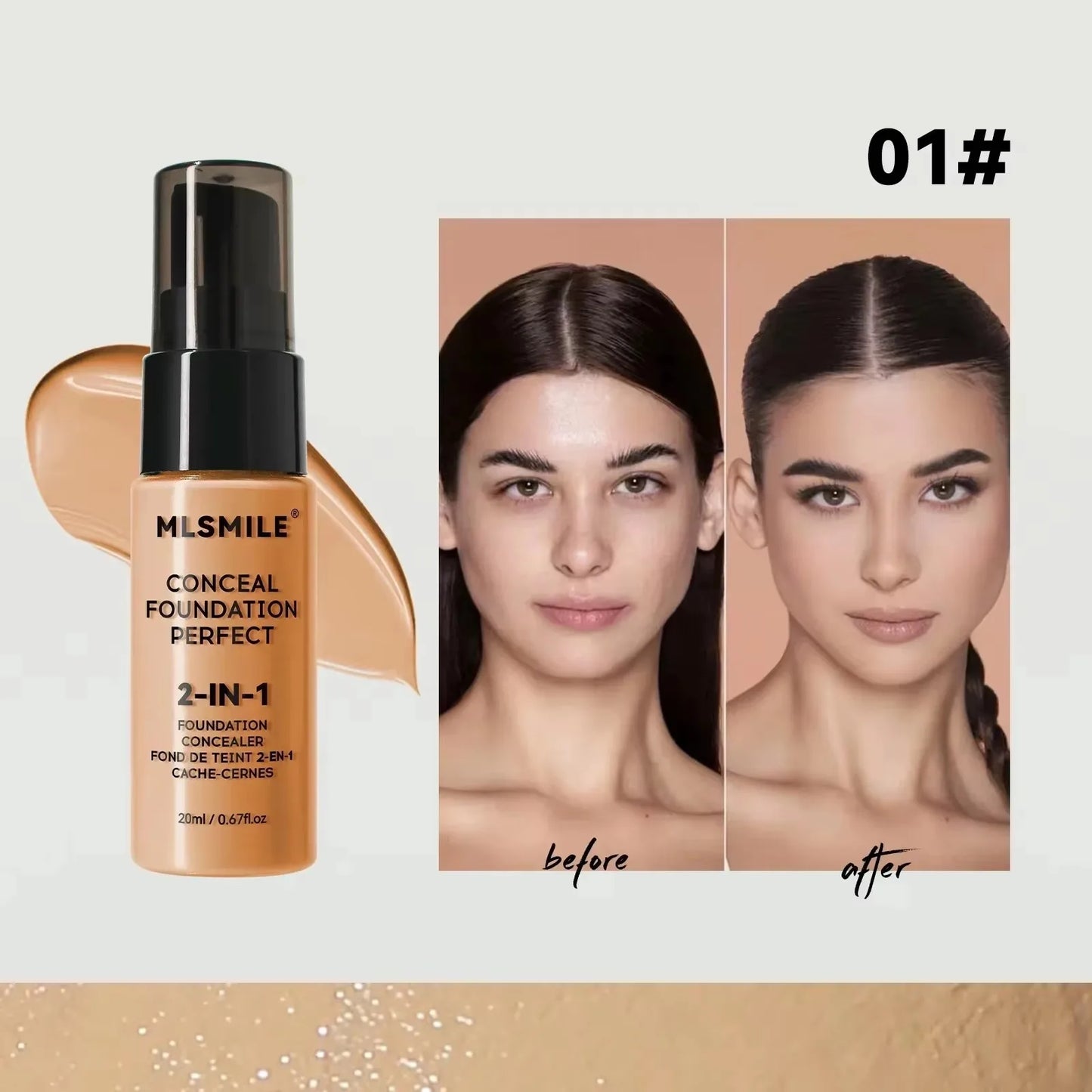 Concealer Cream Light Thin Delicate Liquid Foundation Makeup 6 Color Matte Liquid Foundation Efficient Waterproof Sweat Proof