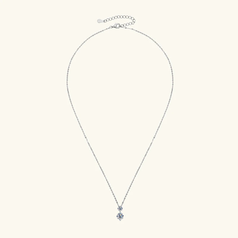 Anziw 925 Silver Sparking 1.7cttw. Two-stone Moissanite Pendant Necklace