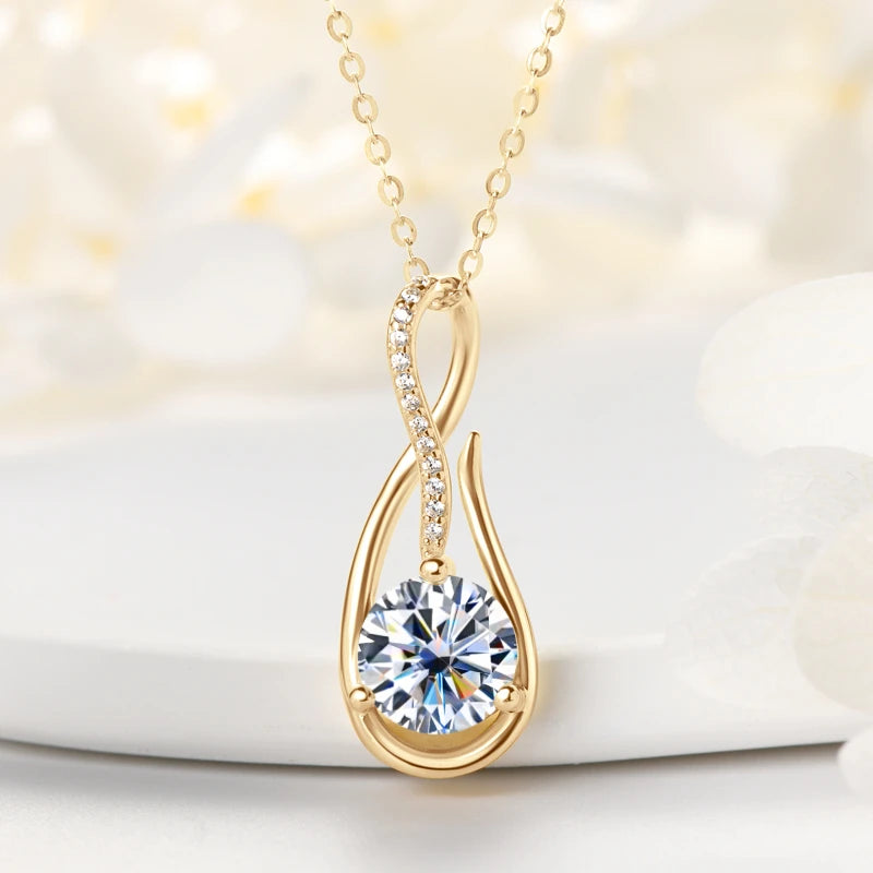 Silver 925 Infinity Necklace for Women 8mm 2CT D Color Moissanite Pendant Necklace