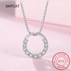 Moissanite Necklace Solid 925 Sterling Silver Diamond Circle Pendant Necklace