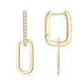 Anziw Paperclip Drop Link Earrings Detachable Hoops Silver 925 Moissanite Huggie Earring