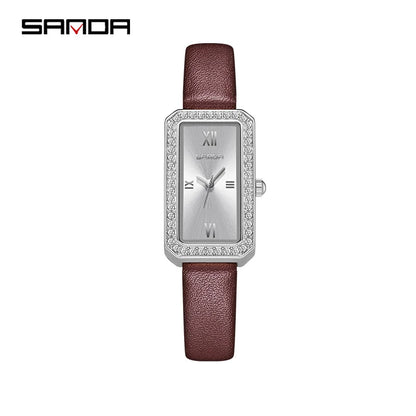 Sanda 1122 Trendy Design 2023 Hot Sale Rectangle Dial Waterproof Quartz Movement Business Women Analog Wrist Watch