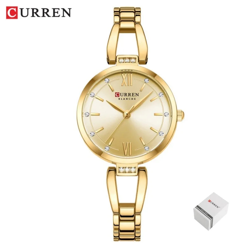 CURREN 9092 Quartz Watches Women Elegant Bracelet Stainless Steel Strap Rhinestone Fashion Ladies Simple Watch Gifts reloj mujer