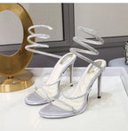 Snake Twine Rhinestones Thin High heels