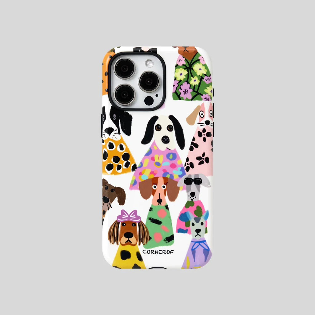 Cute Colorful Puppies iPhone Case Luxury Double Layer Cover