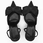Thin Heels Bowknot Design Pointed Toe Slingbacks