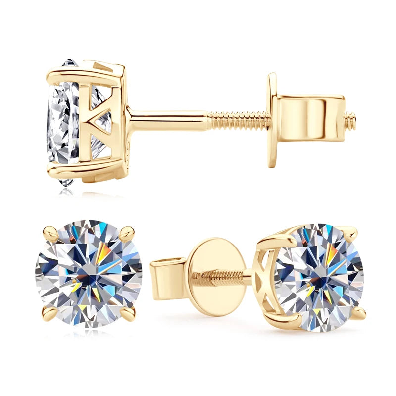 Anziw Pure 10K 14K Gold Stud Earrings D0.80CT Moissanite Earrings