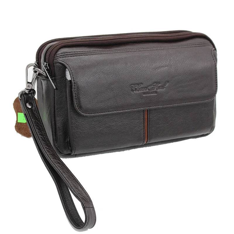 Men Clutch Bag Purse Handy Wallet Genuine Leather Business Mobile Cell Phone Case Handbags Purses Male Money Wrist Wallet Bag