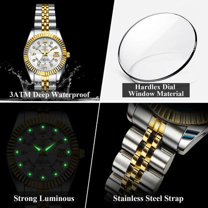 POEDAGAR Luxury Elegant Watch for Women Waterproof Luminous Date Ladies Watch Stainless Steel Quartz Women's Watches Girl Reloj