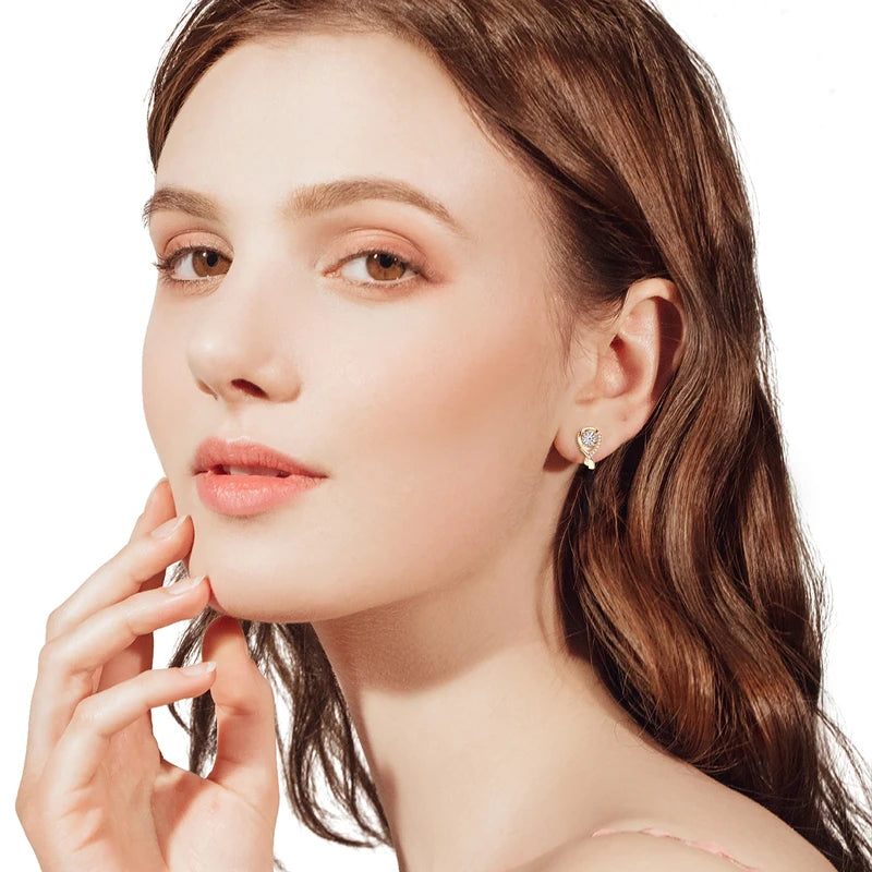 Anziw Infinity Earrings 925 Silver Hoops with 5mm 0.5ct D Moissanite