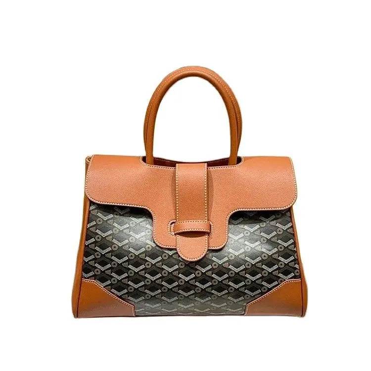 Luxury Brand Dogtooth Saigon High-end Sense Large Capacity Tote Handbag Commuting Vintage Flower Fashion Versatile Shoulder Bag