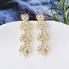 ANZIW Real Moissanite Earrings Leaf Chandelier Drop Dangle Long Earrings 925 Silver Piercing