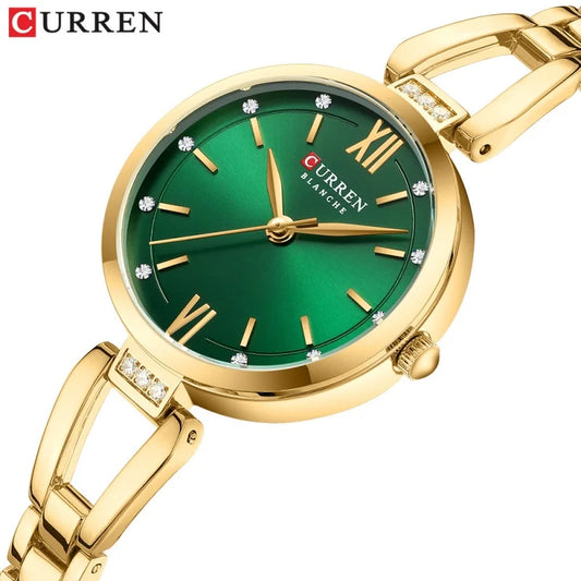 CURREN 9092 Quartz Watches Women Elegant Bracelet Stainless Steel Strap Rhinestone Fashion Ladies Simple Watch Gifts reloj mujer