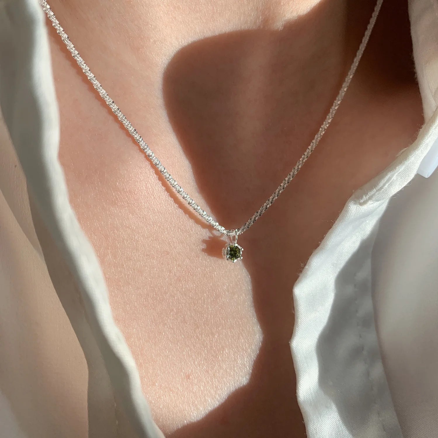 925 Silver Pearl Simple Elegant Thin Chain Pendant Necklace