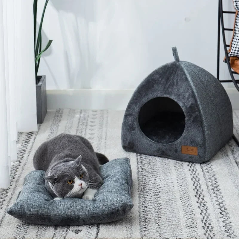 New Triangle Cat Nest Closed Cat House Pet Nest Warm and Thickened Deep Sleep Dog Nest Pet Supplies Closed Cat bed cat tents