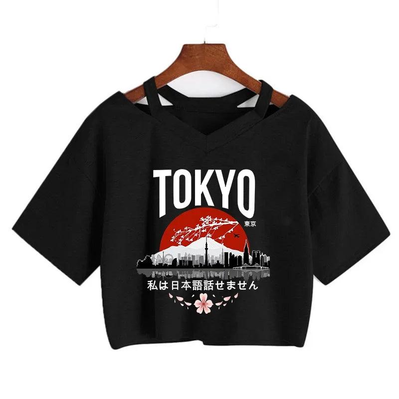 T-Shirt Harajuku Gothic Cropped Graphic Korean Style