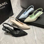 Brand Designer Slingbacks High Heels Pumps Women Pointed Blue Pointed Toe Party Shoes Summer Thin Heeled Sandals High Heel Shoes - Imbasat