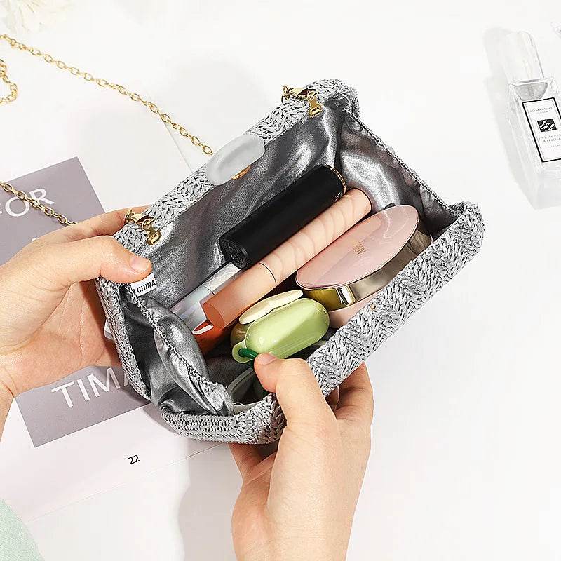 Weave Straw Evening Clutch Bags for Women Summer Party Fashion Shoulder Bags Luxury Purse Hadbags Wedding Bridal Clutches Sac - Imbasat