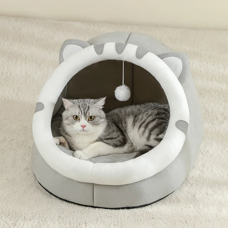 Cat Bed Warm Pet House Kitten Cave Cushion