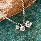 D0.90CT 3 Stones Pendant Necklace 925 Sterling Silver