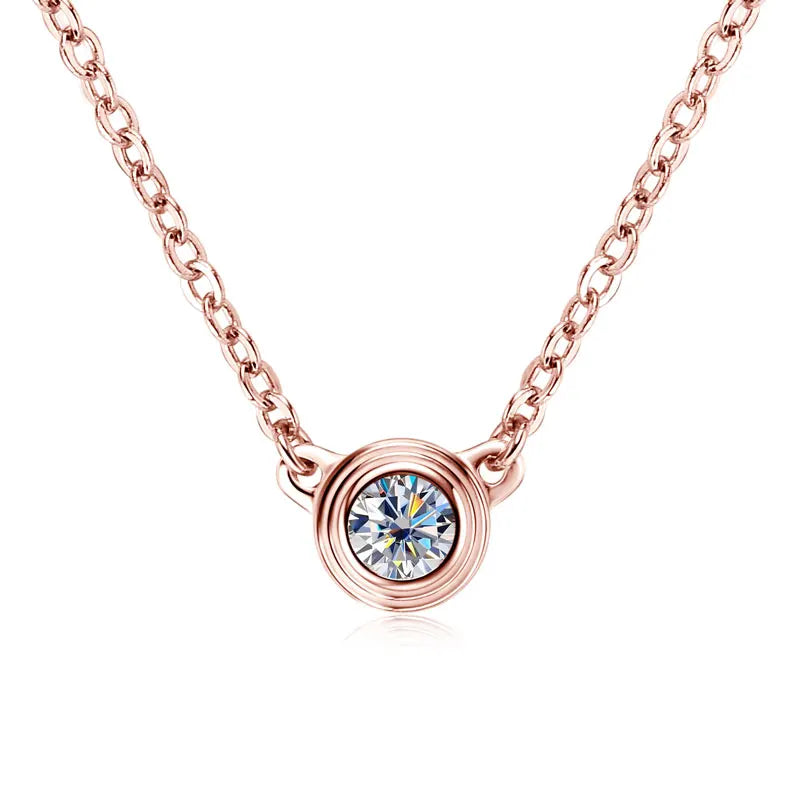 RAPRGOLD 3mm Moissanite Diamond Round Pendant