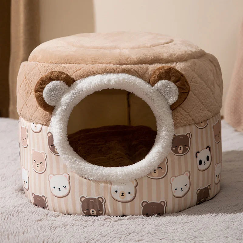 Cute Cat Bed Pet Dog House Winter Cat Villa Sleep Kennel Removable Warm Nest Enclosed Tents Cave Sofa Pet Supplies Accessory