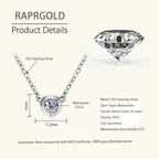 RAPRGOLD 3mm Moissanite Diamond Round Pendant