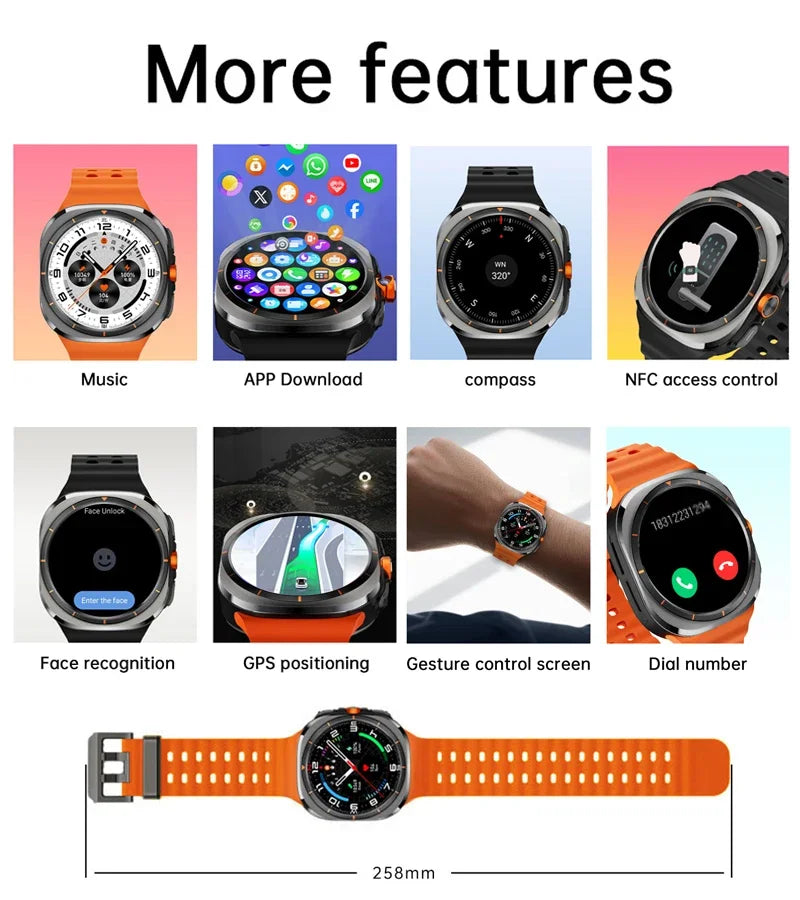 U8 Ultra AMOLED Android 9.0 Smart Watch Men 4G 5G SIM Card WiFi GPS Compass 32GB Smartwatch Rotating Camera Sports Watch 7 Ultra