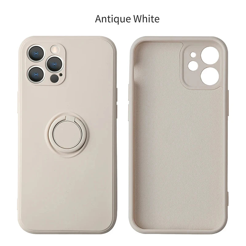 Liquid Silicone Magnetic Ring iPhone Case Shockproof Back Cover