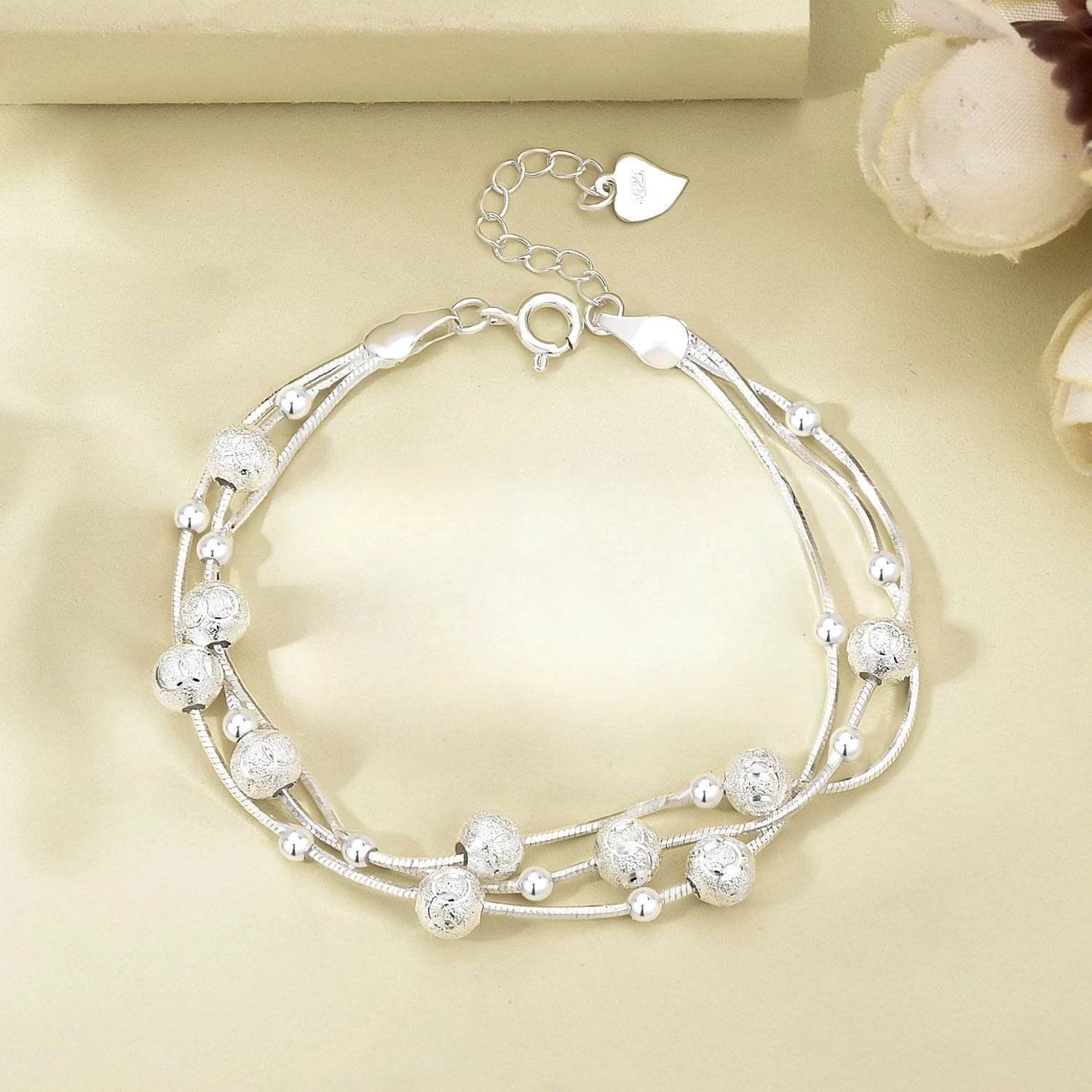 925 Sterling Silver Beads Charm Bracelets For Women Luxury Hollow Adjustable Lucky Ball Bracelet Wedding Party Fine Jewelry Gift - Imbasat