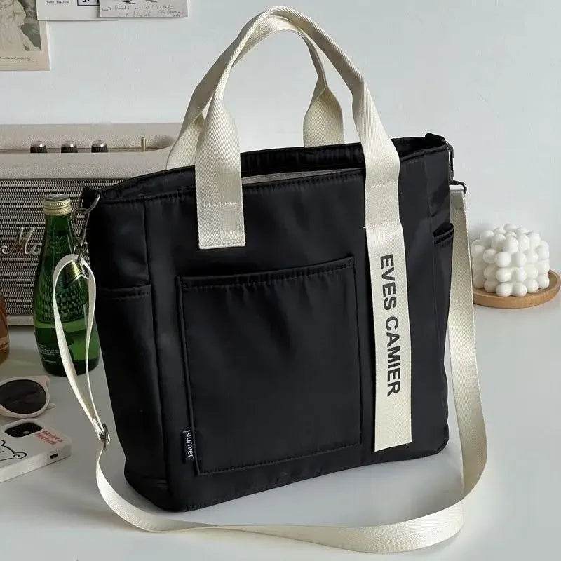 2024 New Casual Tote Large Capacity Shoulder Bag Nylon Waterproof Canvas Handbag Simple Fashion Messenger Bags For Schoolgirl - Imbasat