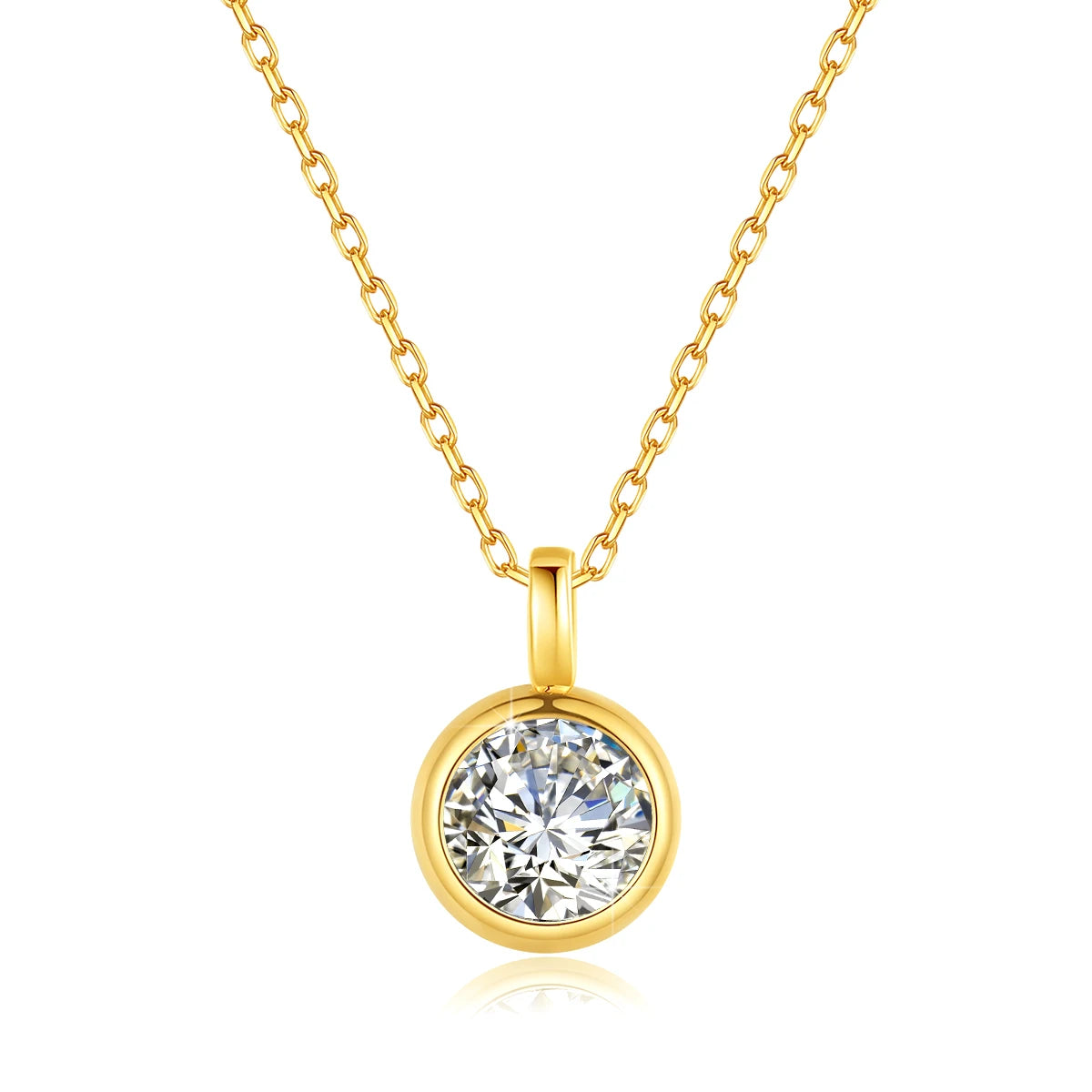 18K Gold Moissanite Necklace 1CT AU750 Pendant