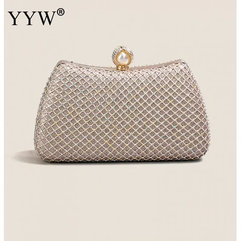 2023 Trend Evening Clutch Bags Women Shinny Clutches Purse Crystal Wedding Chain Shoulder Handbags Golden Moon Luxury Sac A Main