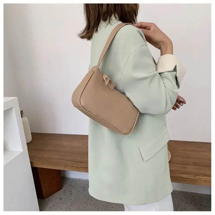 Handle Bag Women Retro Handbag PU Leather Shoulder Totes Underarm Vintage Top Handle Bag Female Small Subaxillary Bags Clutch - Imbasat