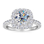 Anziw Real 2CT 8mm Round Moissanite Square Ring 925