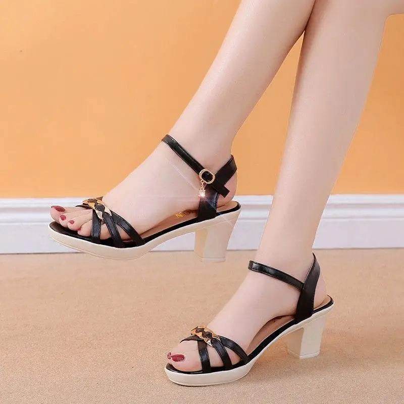 Fashion Wedge Sandals Dress For Women 2024 Comfortable Summer High Heels White Shoes Woman Rhinestones Shoes Size 40 - Imbasat