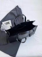 Large Capacity Fashionable Tote Bag With Letter Print Fashion Solid Color Simple Crossbody Bag Women Casual Handbag Shoulder Bag - Imbasat