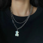 Vintage Zircon Flower Pearl Necklace